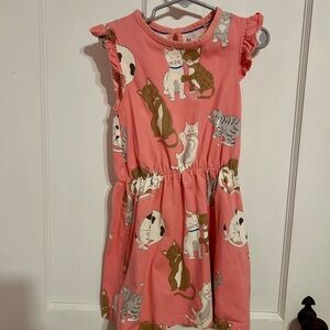 Mini Boden Adorable Pink Cat Print Kids Dress 5-6Y